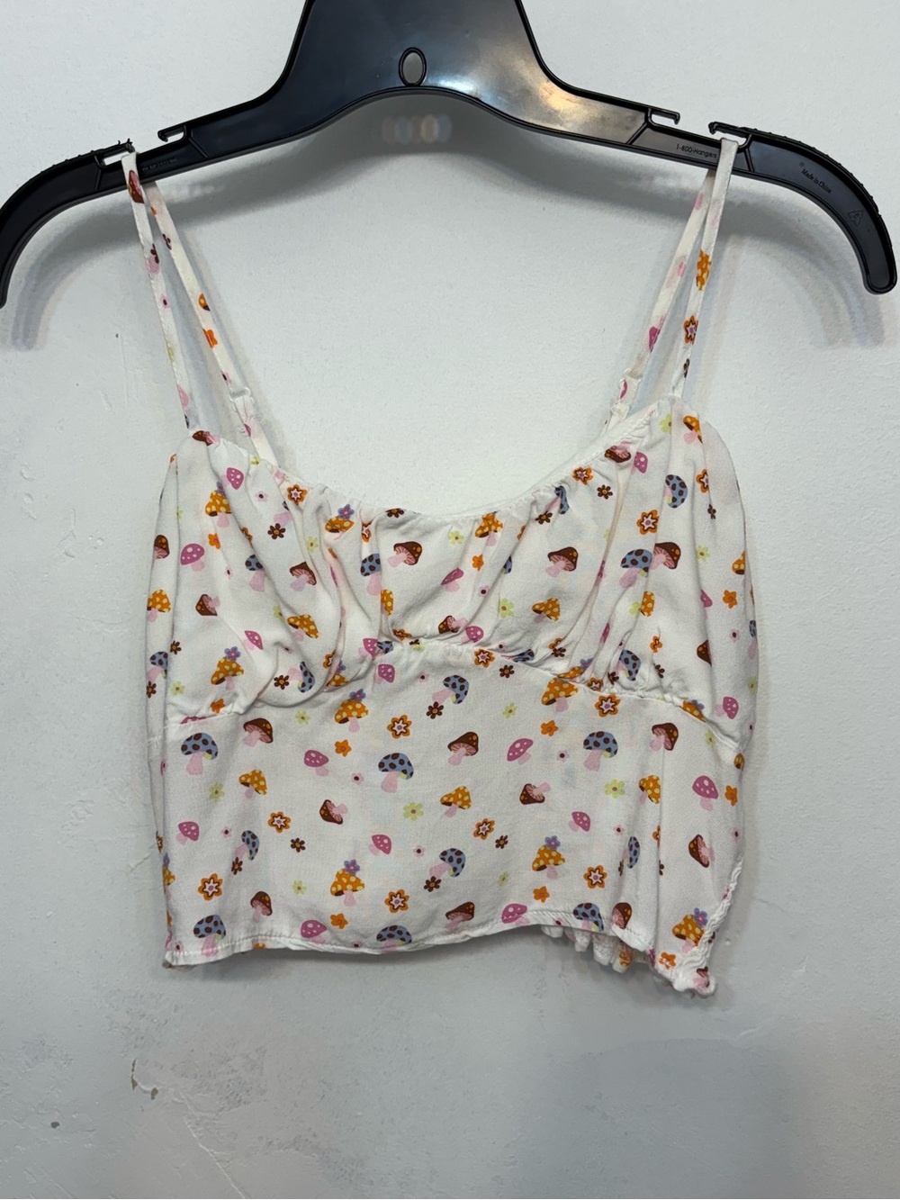LA Hearts White Mushroom Print Cropped Camisole Tank Top Women’s Size Small